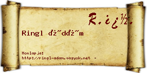Ringl Ádám névjegykártya