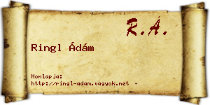 Ringl Ádám névjegykártya